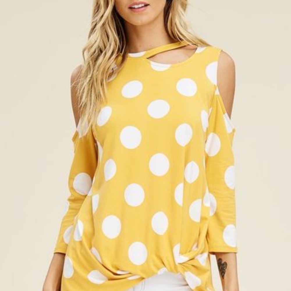 Mustard cold shoulder top